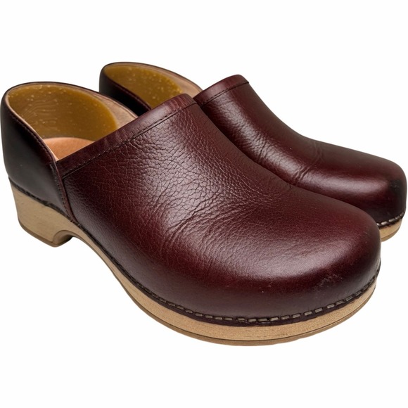 Dansko Brenna EU 38 Cordovan Milled Leather Clogs Womens Comfort Nurse - Picture 14 of 14